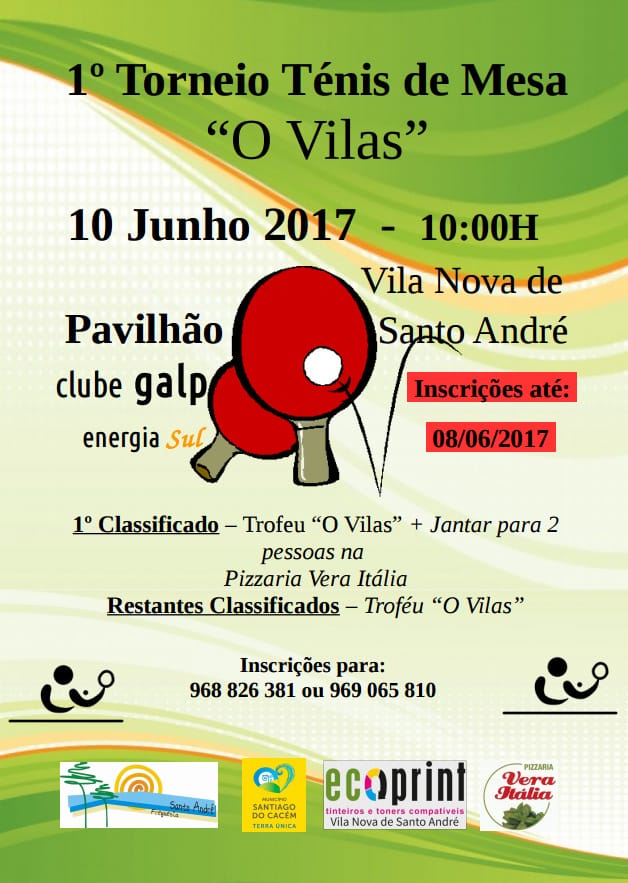 Torneio de Ténis de Mesa – Câmara Municipal de Santiago do Cacém